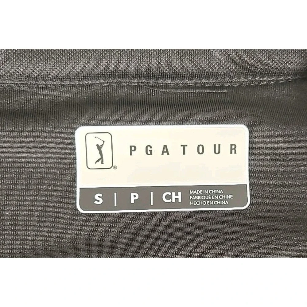 PGA Tour Sweater SMALL Jacquard Burgundy Quarter Zip Pullover Stretch NEW